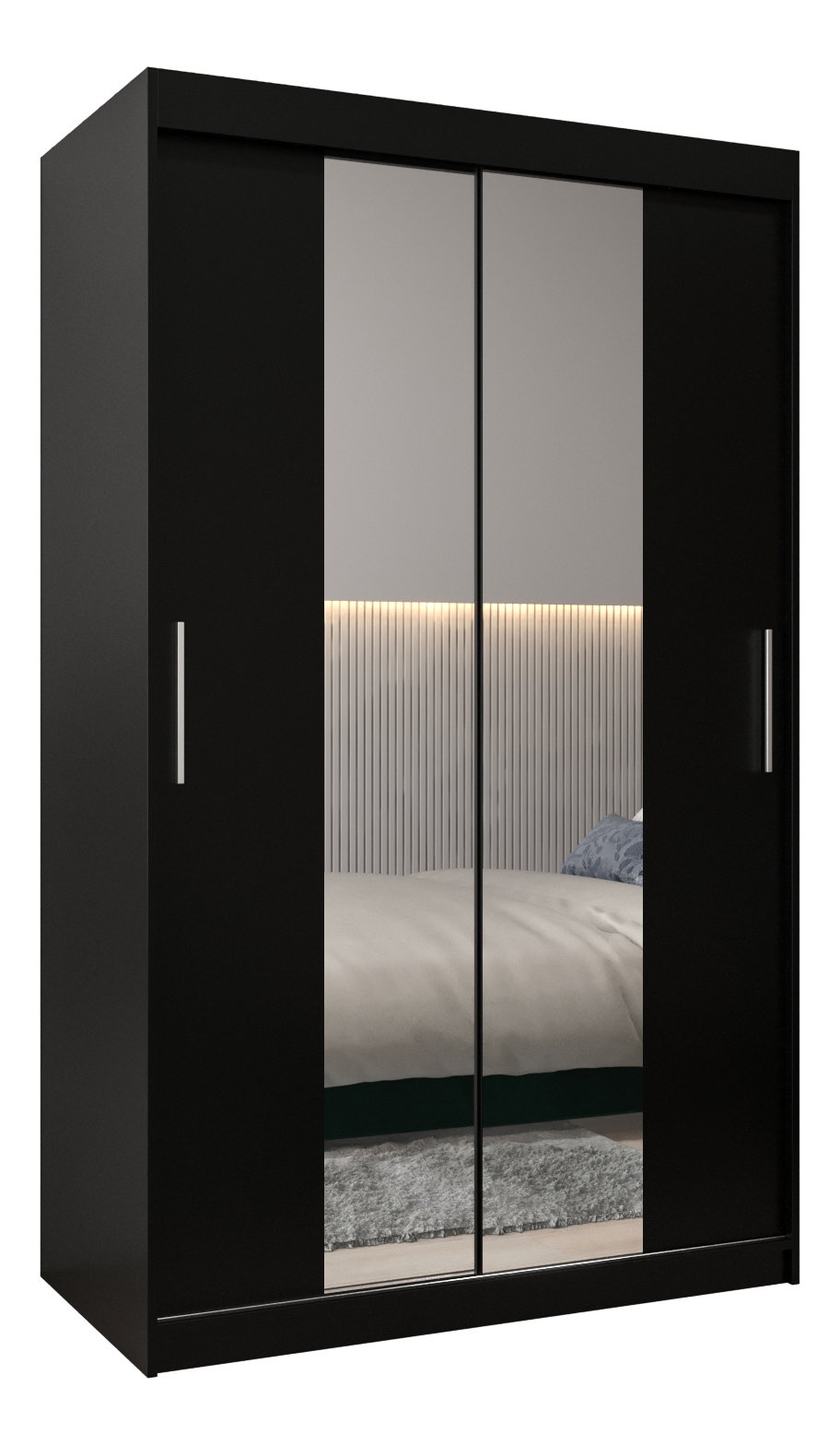 Ruhásszekrény 120 cm Toki 1 (matt fekete + matt fekete)