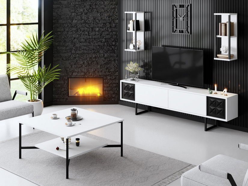 Set mobilier living Buon 2 (alb + negru)