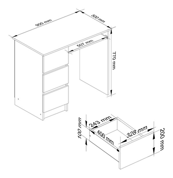 PC asztal Benicio (szonoma tölgy + wenge) (B)