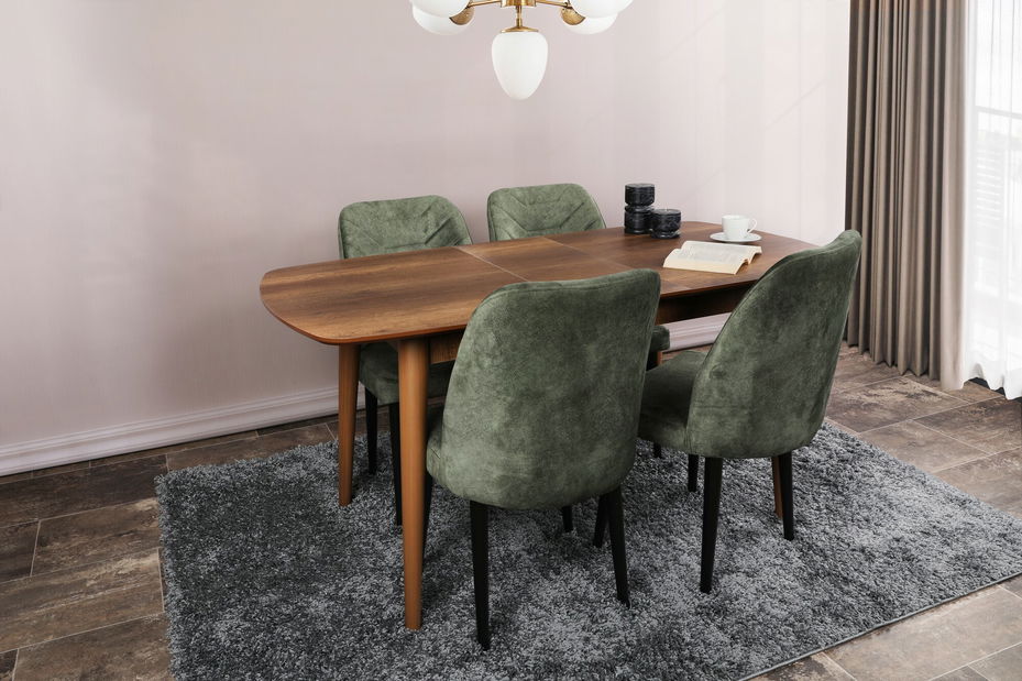 Masă sufragerie extensibilă (pentru 6 persoane) Reno (nuc)