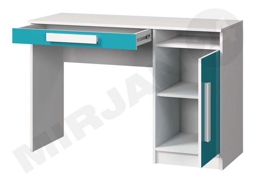 PC asztal Rowan RL9 (fehér + fehér fényes + szürke)