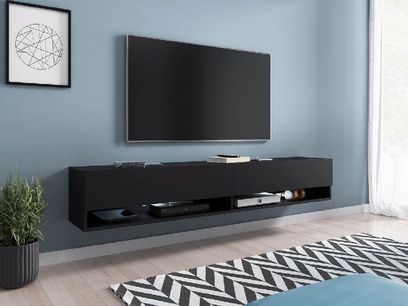 TV stolík/skrinka Aldesia 180 (čierny grafit) (osvetlenie led rgb farebné)