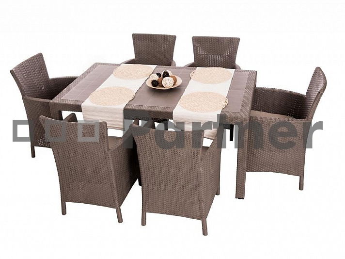 Záhradná zostava Havana 1+6 (cappucino) (um. Ratan)