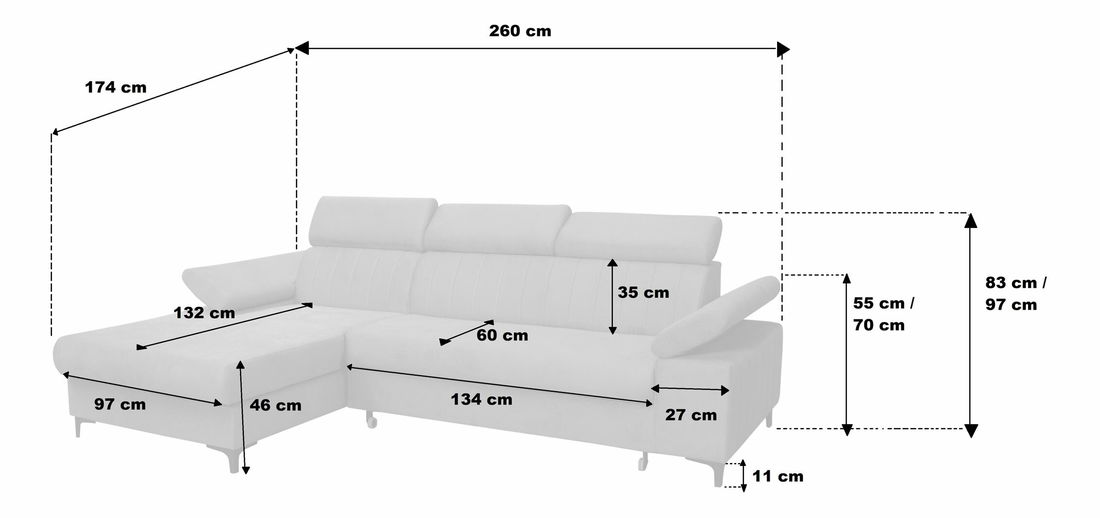 Sarokkanapé Felicita (sötétkék) (J)