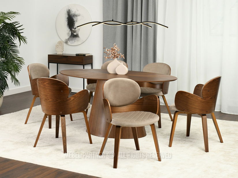 Stolica Aimee K (bež + orah)