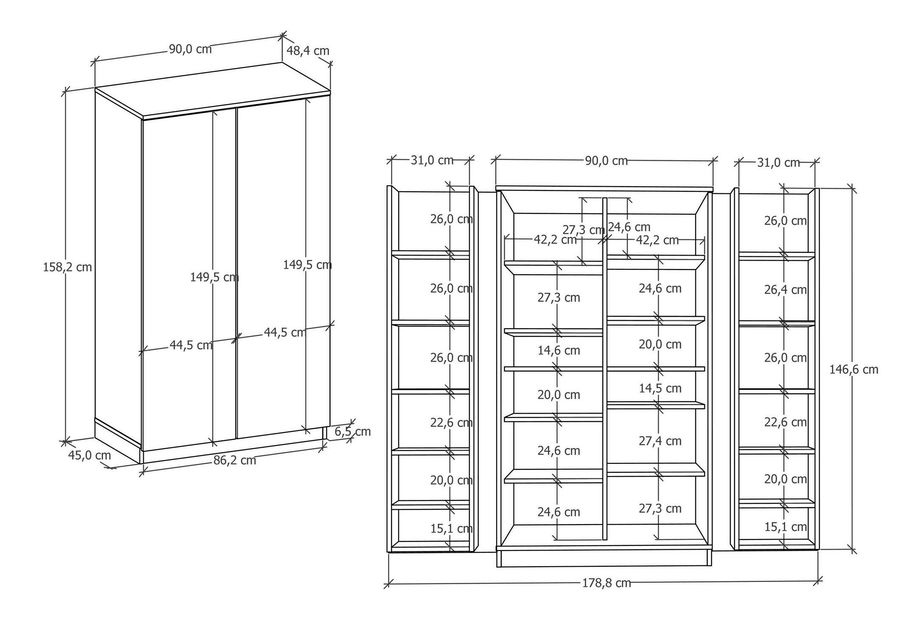 Ruhásszekrény Passek (dió + antracit)