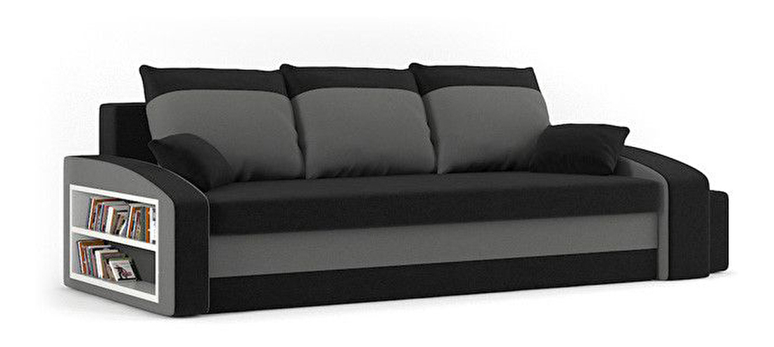 Sofa Hanifa (crna + siva) (s policom i tabureom) 