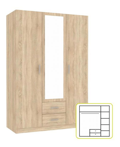 Ormar za garderobu Izetta Tip 2 (hrast sonoma) 