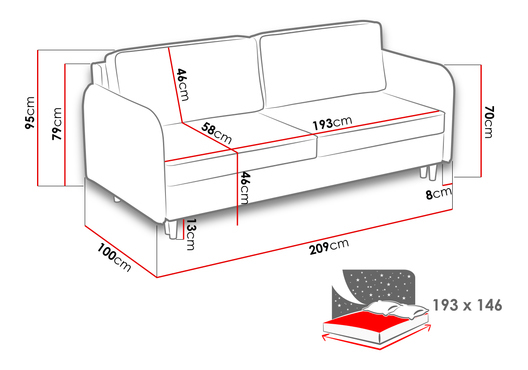 Sofa Aisha (crna) *rasprodaja