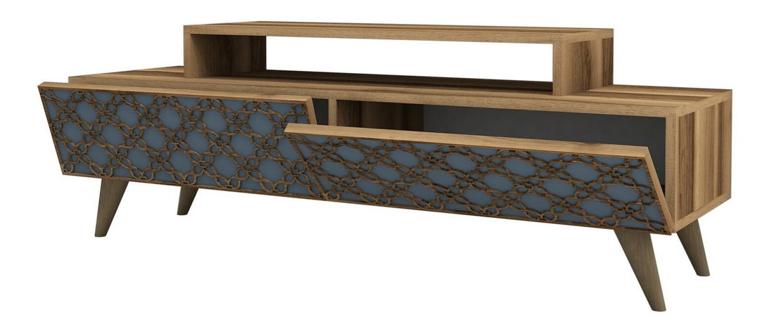 Masă TV/Dulap Clementine (nuc + albastru)