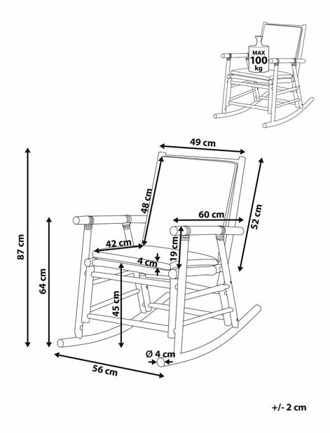 Hojdacie kreslo Filomena (svetlé drevo)