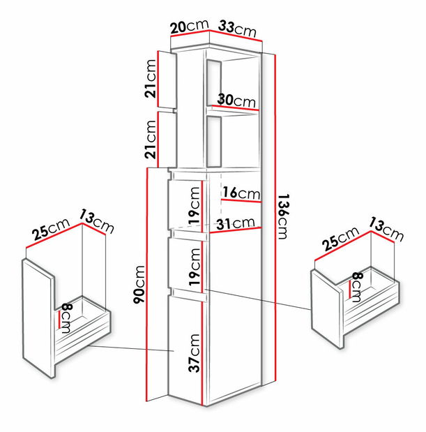 Fürdőszoba szekrény Cassandra (fehér)