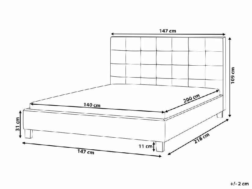 Manželská posteľ 140 cm Rhiannon (béžová) (s roštom a matracom)