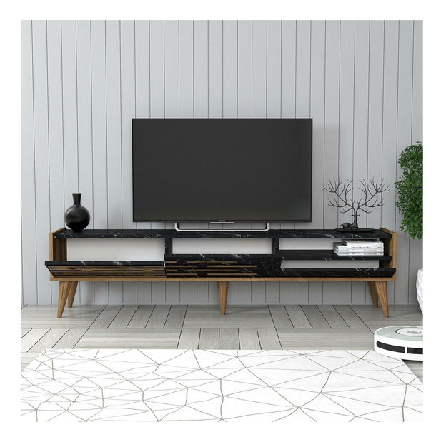 TV stolić/ormarić Tonase (orah + crna + mramor)