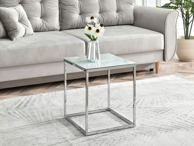 Konferenčný stolík Bella S (biela + chrómová)