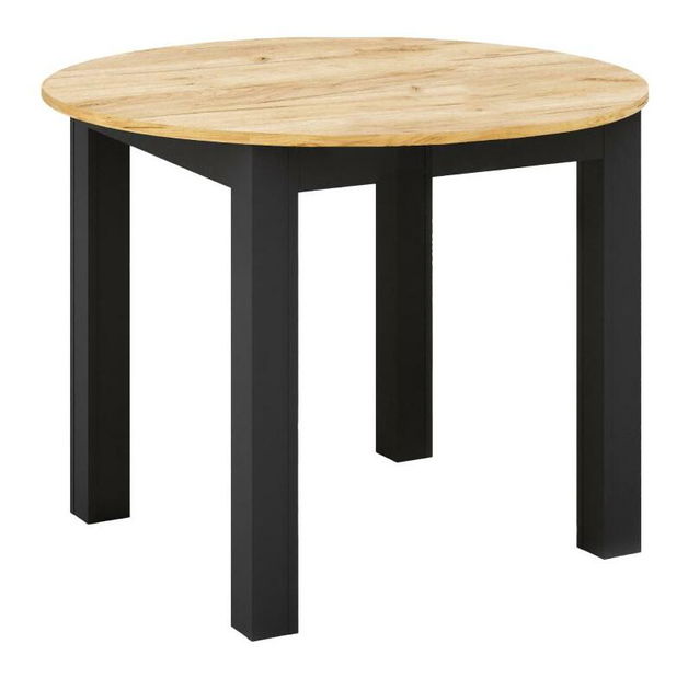 Masă sufragerie Haroldy (pentru 4 persoane) (stejar craft auriu + negru)