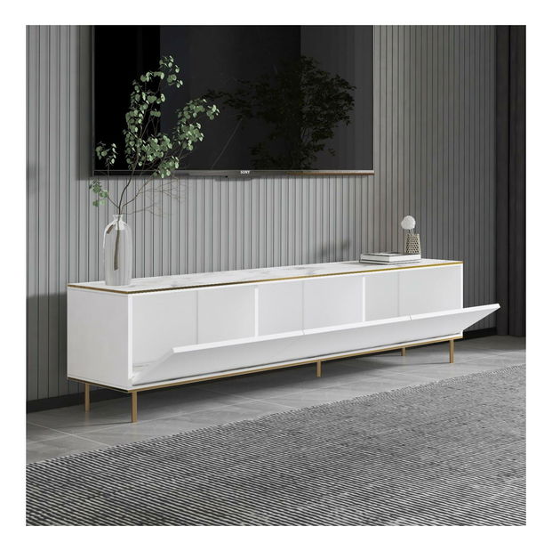 TV stolić/ormarić Mamene 2 (bijela + mramor + zlatna)