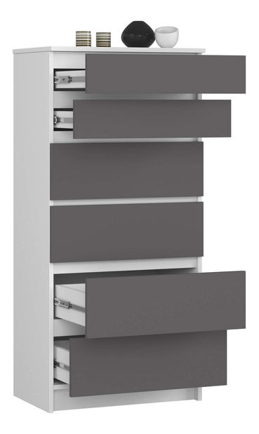 Comodă Kalista III (alb + gri)