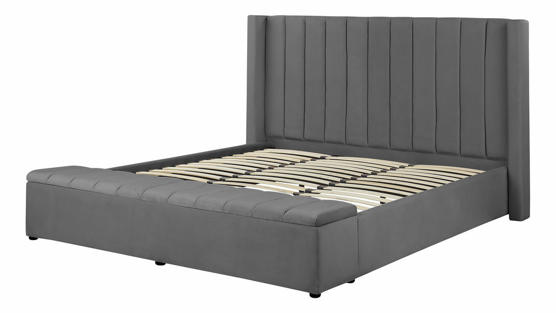 Franciaágy 180 cm NAIROBI (textil) (szürke)