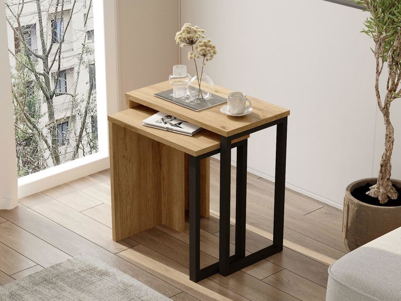 Set 2buc. măsuțe cafea Nimelo 3 (nuc + stejar)