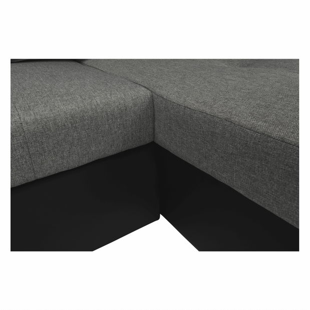 U-alakú Sarokkanapé Leikur U (fekete + világosszürke) (B)