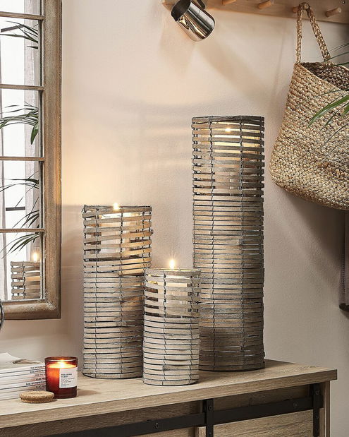 Set 3 svietnikov Royse (svetlé drevo)