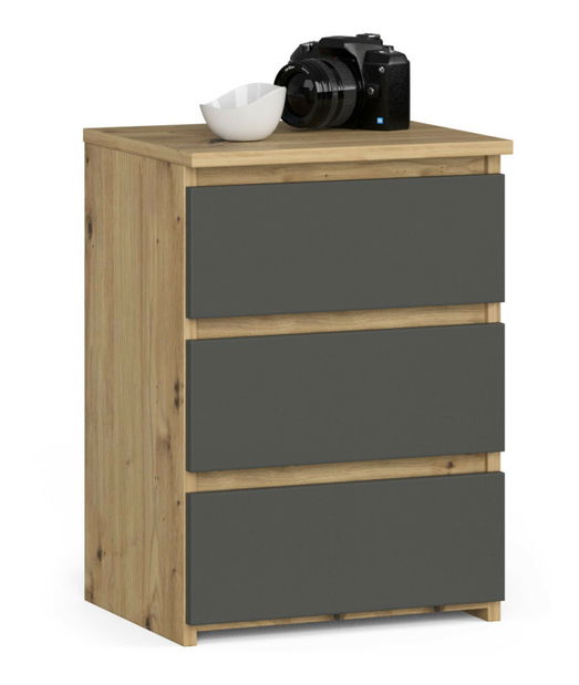 Noptieră Contragolpe (stejar artisan + grafit)