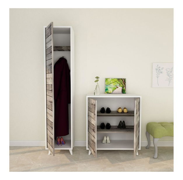 Mobilier Hol Mobeba (stejar + alb) 