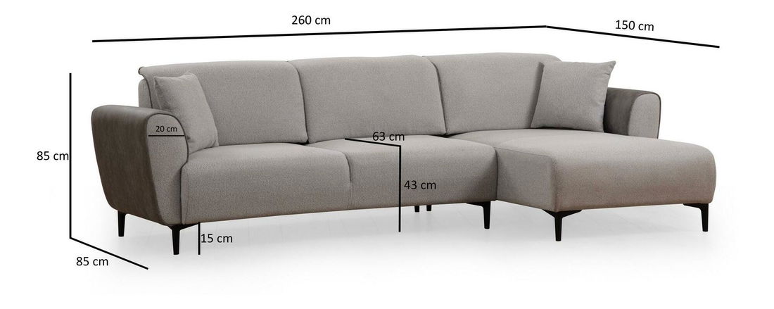 Sarokkanapé Aronaso (J) (szürke)