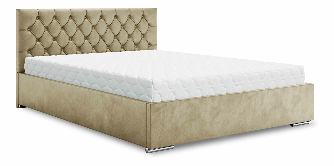 Bračni krevet 160 cm Danita (bež) (s podnicom i prostorom za odlaganje)