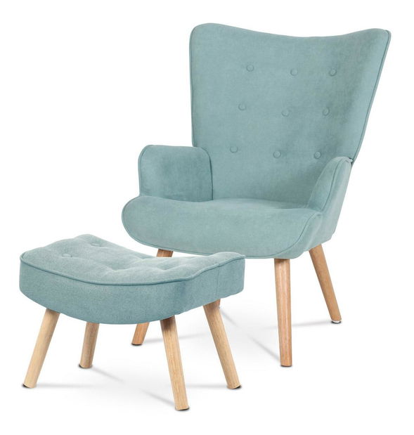 Fotoliu cu suport picioare Avanzabamos (albastru deschis)