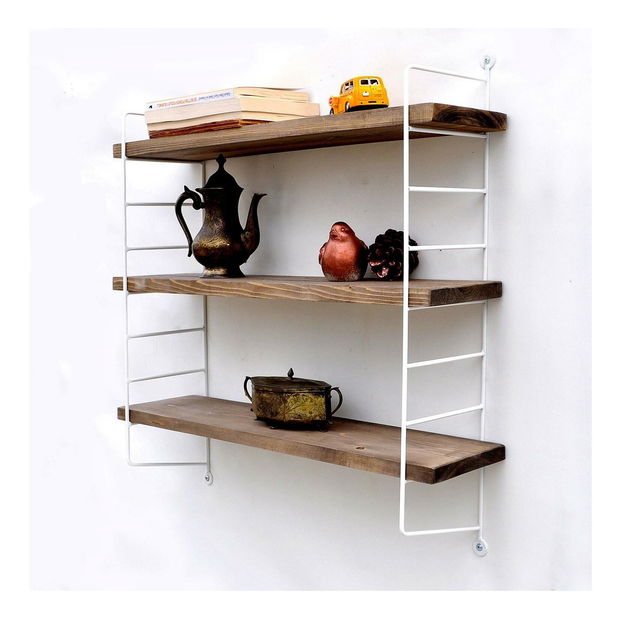 Raft decorativ de perete Duvelo 6 (alb + Nuc) 