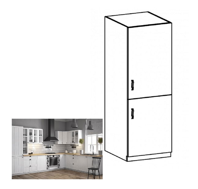 Dolná kuchynská skrinka na vstavanú chladničku D60ZL Provense (biela + sosna andersen) (P)