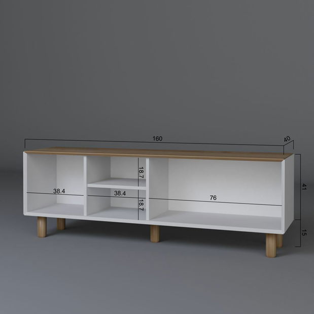 TV skrinka Bohema (dub záhradný + biela)