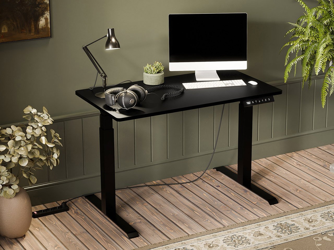 Elektromosan állítható magasságú PC asztal Fega 121 (fekete) 