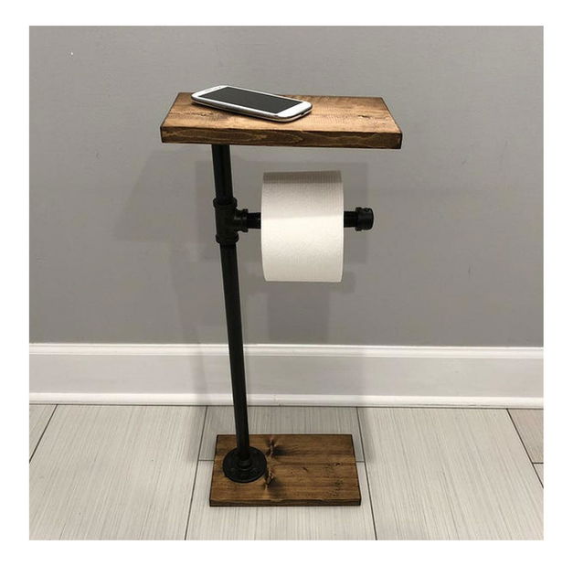 WC -papír tartó telefon tárolóval Nenanu 9 (dió + fekete)