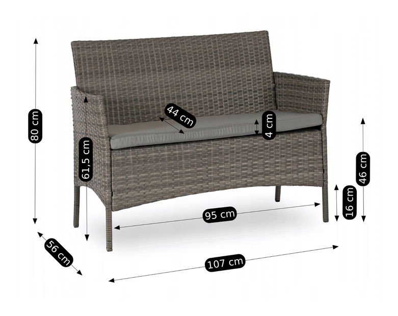 Záhradný set Manta (sivá) (pre 4 osoby)