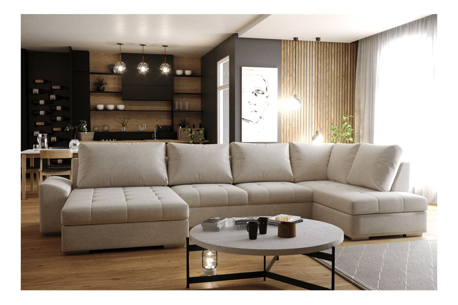 Rohová sedačka v tvare U Kasnara U (béžová) (P)