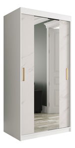 Šatníková skriňa 100 cm Marbelo T1 (matná biela + biely mramor)