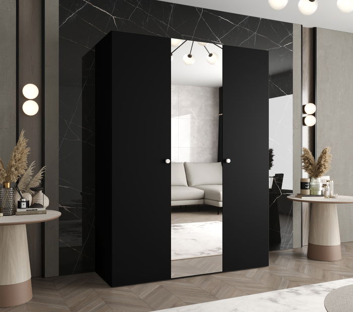 Dulap de haine 150 cm Parna 2 (Negru + Argintiu)