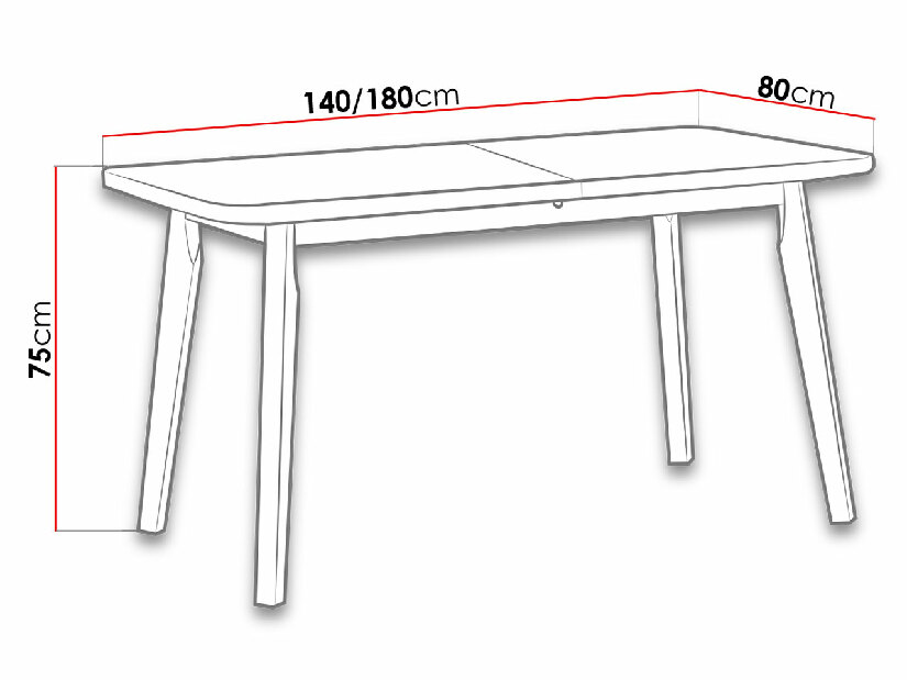 Stol Harry 80 x 140+180 VI (hrast grandson L) (crna)