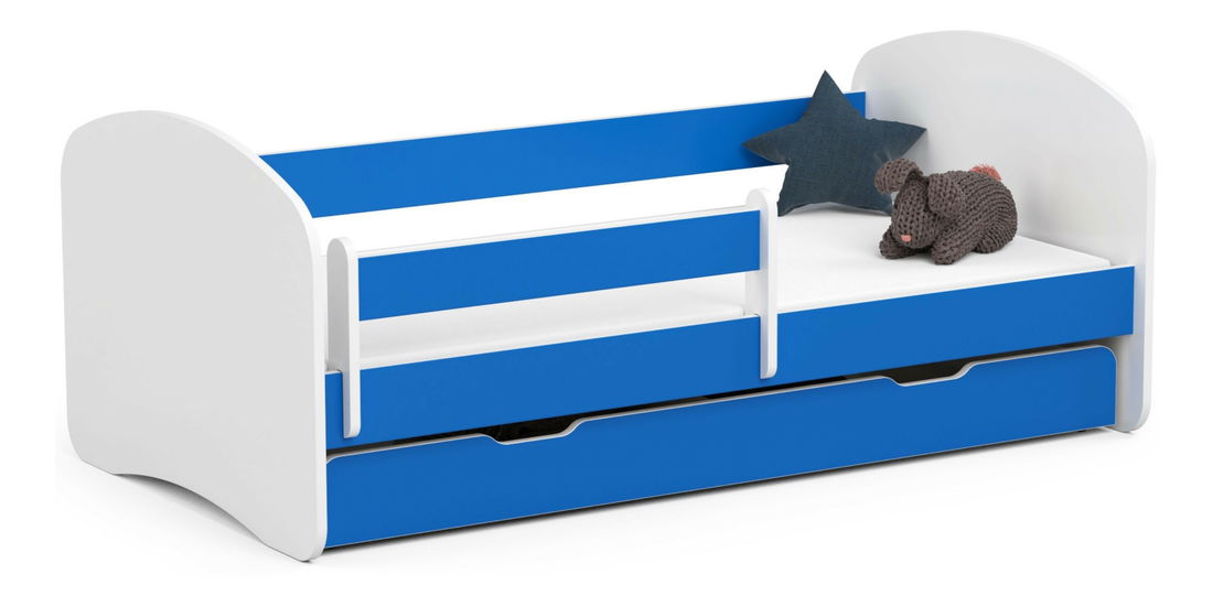 Pat pentru copii Pranshi II (albastru) (cu saltea)