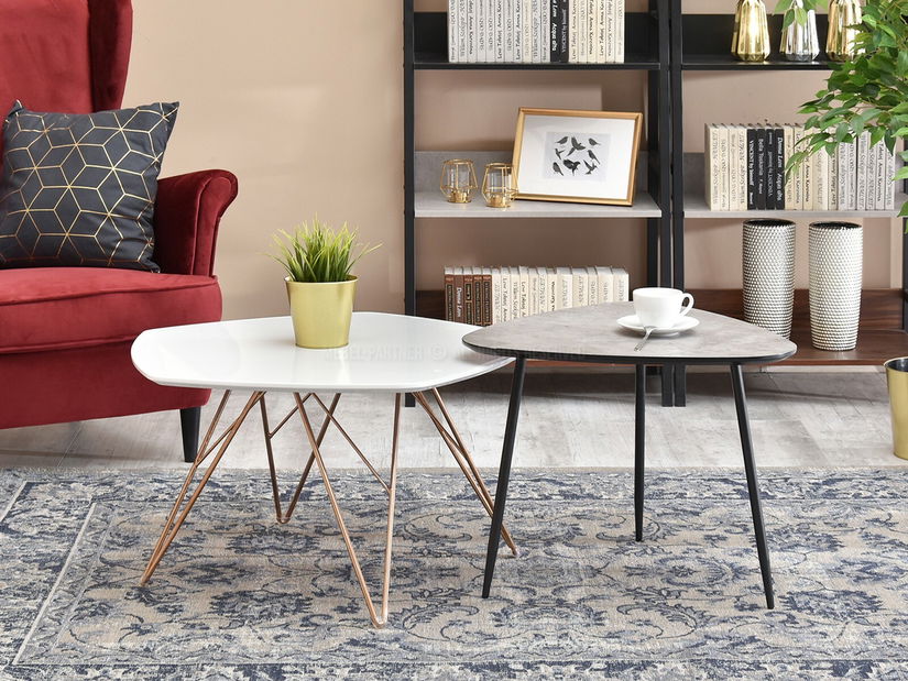 Konferenčný stolík Petal Zest Xl (biela + čierna)