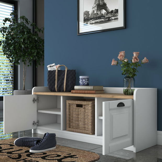 Ormarić za obuću Pixie 2 (bijela + orah)