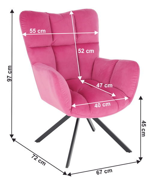 Dizájnos fotel Komand (rózsaszín)