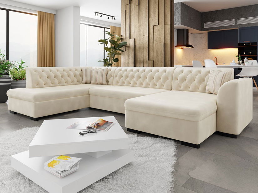 Veľká sedačka do obývačky Emrys (Pravá ) (Magic Velvet 2250 + Senegal 825)