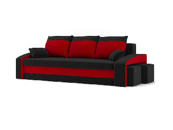 Sofa Hamida (crna + crvena) (s tabureom)     