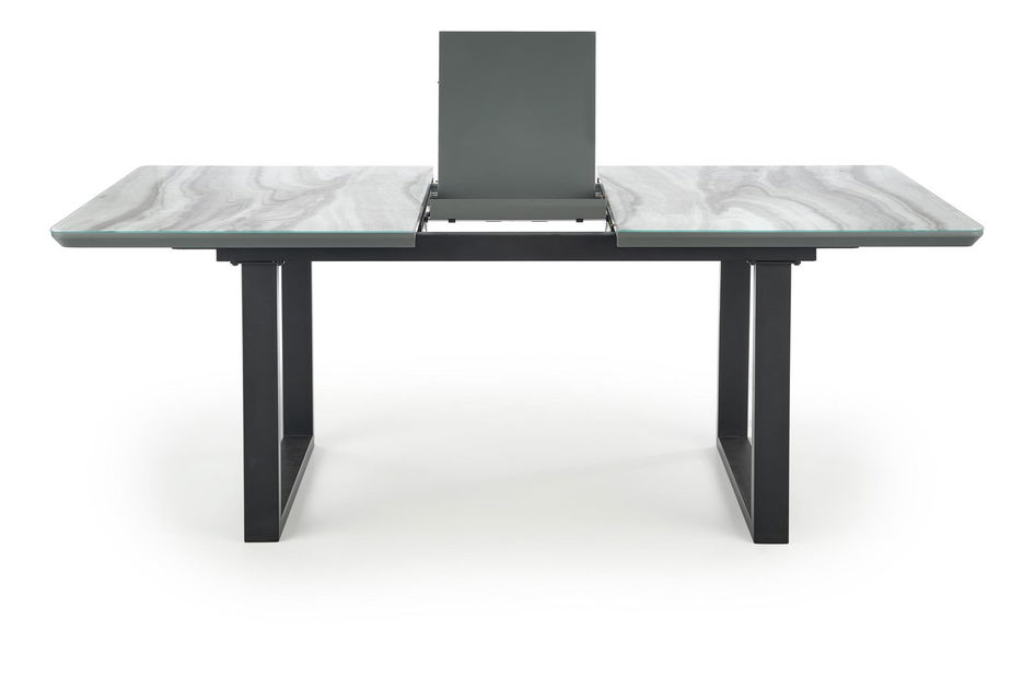 Masă de sufragerie Malan (alb + gri + negru) (pentru 6 a 8 persoane)