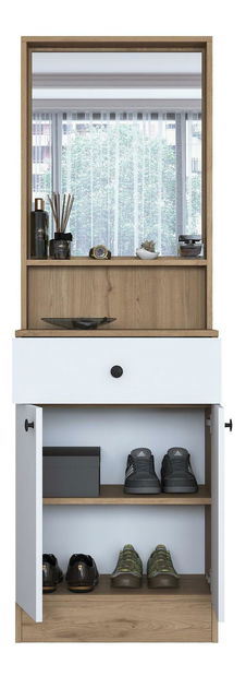 Mobilier hol Pixie 6 (nuc + alb) (cu oglindă)