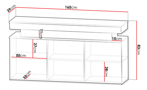 Ormarić Lesteralo 3D 160 (bijela + bijeli sjaj) (s LED rasvjetom)